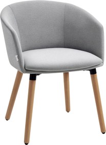 HOMCOM Puha Szövetes Étkezőszék Kartámaszokkal és Fa Lábakkal Irodához és Hálószobához - 120 kg Teherbírás, 57x56x72 cm, Szürke | Aosom