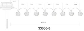 Globo 33686-8 - LED napelemes dekorációs lánc 98xLED/0,1W/3V IP44