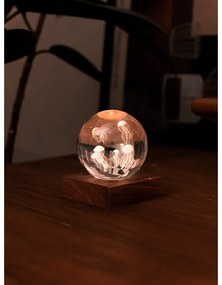 Natúr színű LED asztali lámpa üveg búrával (magasság 8 cm) Amber – Gingko