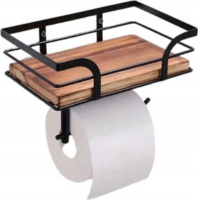 Dikom Wc-papír Tartó Akasztó Polccal Loft Fa Rusztikus