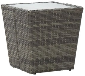 5 részes szürke polyrattan és edzett üveg kerti bisztrószett