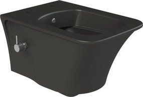 CeraStyle IBIZA fali WC - MATT FEKETE - BEÉPÍTETT bidé funkcióval - perem nélküli - 51 cm