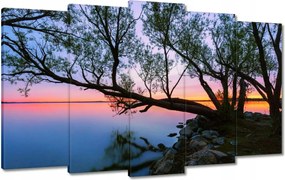 Vászonkép 100x60 Sziklák Fa Tó