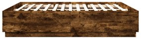 füstös tölgy színű szerelt fa ágykeret LED-del 200 x 200 cm