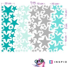 INSPIO Gyerekszoba falmatrica - Türkiz csillagok