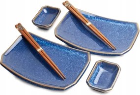 Sushi kerámia szett kék mintás, 6 részes Ajándékdoboz