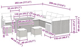 14 Darabos Kerti Kanapé Szett Párnákkal Bézs Poli Rattan Akáciából, 2-Személyes Kerti Kanapé Párnákkal Bézs Poli Rattan, 4 Darabos Kerti Étkező Szett Párnákkal Bézs Poli Rattan Akáciából
