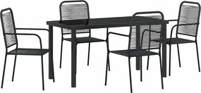 vidaXL Kert étkező szett 5 pcs Fekete Porszórt acél
