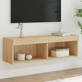 sonoma tölgy színű TV-szekrény LED-világítással 100x30x30 cm