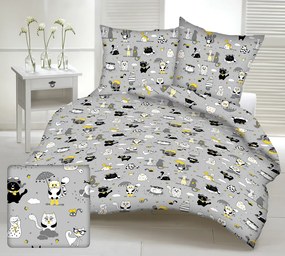 CAT GREY gyermek pamut ágynemű Ágynemű mérete: 90x135 cm, A csomag tartalma: Készletcsomagolás