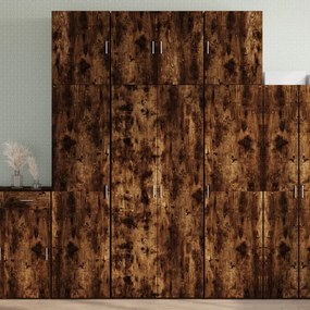füstös tölgy színű szerelt fa magasszekrény 80 x 42,5 x 249 cm