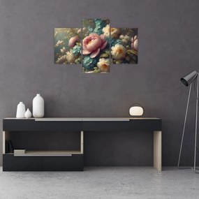 Kép - Természet csendélet virágokkal - festmény (90x60 cm)