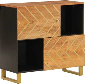 vidaXL barna és fekete tömör mangófa kisszekrény 80x33,5x75 cm
