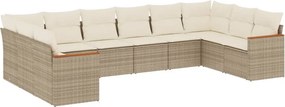 vidaXL 10 részes bézs polyrattan kerti ülőgarnitúra párnával
