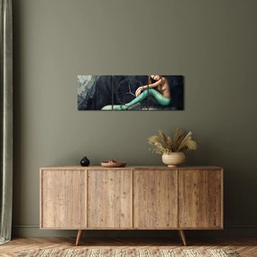 Kép - Hableány a sziklán (órával) (90x30 cm)