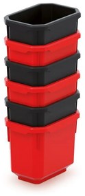 6 db tárolódoboz (doboz) készlet, fekete / piros