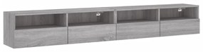 2 db szürke -tölgyszín szerelt fa fali TV-szekrény 100x30x30 cm