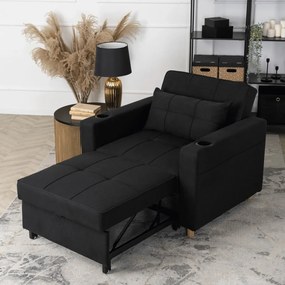 Ágyazható Fotel Fekete Kárpittal. SOLOR