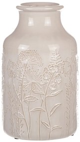 Kerámia váza mezei virágokkal, bézs, átmérő 19 cmx 31 cm