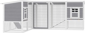 PawHut nagy kültéri fa tyúkól — L-alakú sarokól 2 fészekkel, kifutóval, kivehető tálcákkal, PET tetővel és rámpákkal, 251 x 192 x 103 cm | Aosom