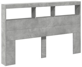 betonszürke áthidalószekrény LED-világítással 160 x 17 x 102 cm