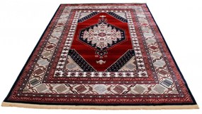 Gépi perzsa szőnyeg bordó Turkmen 140x200 klasszikus nappali szőnyeg
