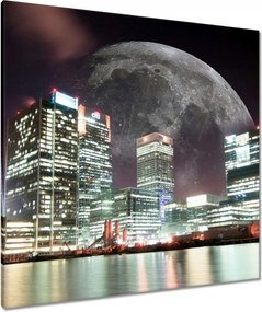 Vászonkép 90x90 Város éjszaka Hold