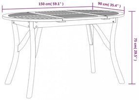 tömör akácfa kerti asztal 150 x 90 x 75 cm