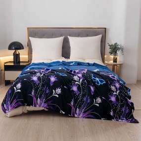 Mikroplüss takaró VIOLET BUTTERFLY sötétkék Méret: 200 x 220 cm