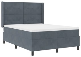 Boxspring Ágy Matrac nélkül Sötét Szürke 140x200 cm Bársonyos