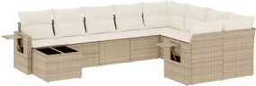 vidaXL 10 részes bézs polyrattan kerti ülőgarnitúra párnával