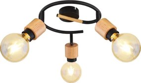 Globo 54031-3 Spotlámpa fém matt fekete váz, fa betéttel kombinálva. Ø:405, H:160, fényforrás nélkül 3xE27 40W 230V
