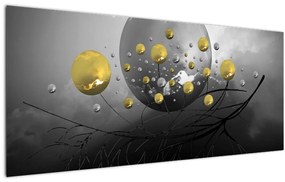 Arany absztrakt gömbök képe (120x50 cm)