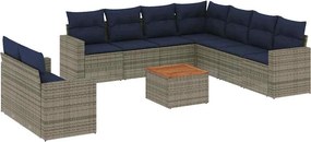 vidaXL 10 részes szürke polyrattan kerti ülőgarnitúra párnával