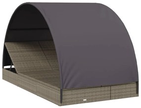 2 személyes szürke polyrattan napágy kerek tetővel 211x112x140