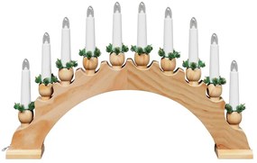 Karácsonyi gyertyatartó ív 10 LED gyertyával Barna