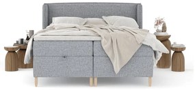 Szürke ágyneműtartós boxspring ágy 200x200 cm Monpelli – Maison de Rêve