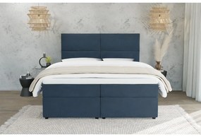 Sötétkék ágyneműtartós boxspring ágy 140x200 cm Rico – Ropez