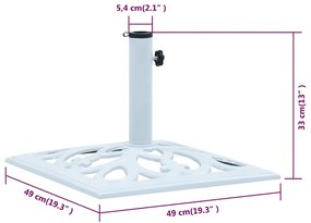 fehér öntöttvas napernyőtalp 12 kg 49 cm