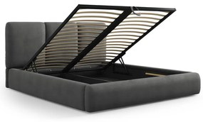 Szürke kárpitozott ágyneműtartós franciaágy ágyráccsal 180x200 cm Brody – Mazzini Beds