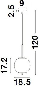 NOVA LUCE 9624074 LATO Egyágú Függesztett Lámpa Üveg E27 IP20