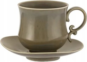 Elegáns porcelán csésze csészealj 400 ml boho szürke retro 1 db
