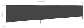 antracitszürke szövet 5-paneles szélfogó 600 x 120 cm