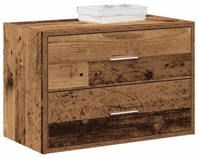 antik fa színű szerelt fa szekrény 2 fiókkal 60 x 31 x 40 cm