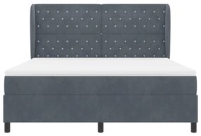 Boxspring Ágy Matraccal Sötétszürke 180x200 cm Bársonyos