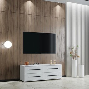 Siena 4 fiókos TV-szekrény, Fehér, 120 x 35 x 45 cm