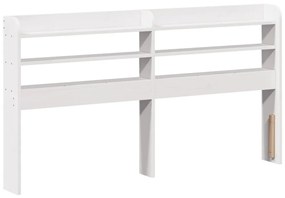 fehér tömör fenyőfa fejtámla polcokkal 120 cm