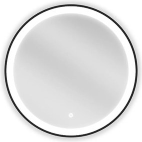Mexen Esso világított, kerek fürdőszobai tükör, 60 cm, LED 6000K, páramentes, fekete keret - 9825-060-060-611-70