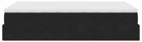 Ottomán ágykeret matraccal fekete 120x200cm bársony