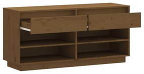 mézbarna tömör fenyőfa cipőszekrény 110 x 34 x 52 cm